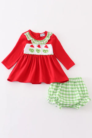 Abby&Evie Green Christmas Character French Knot Baby Set MC405346 (STHE)
