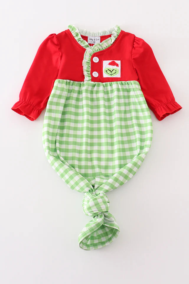 Abby&Evie Green Christmas Character French Knot  Gown MC405355 (STHE)