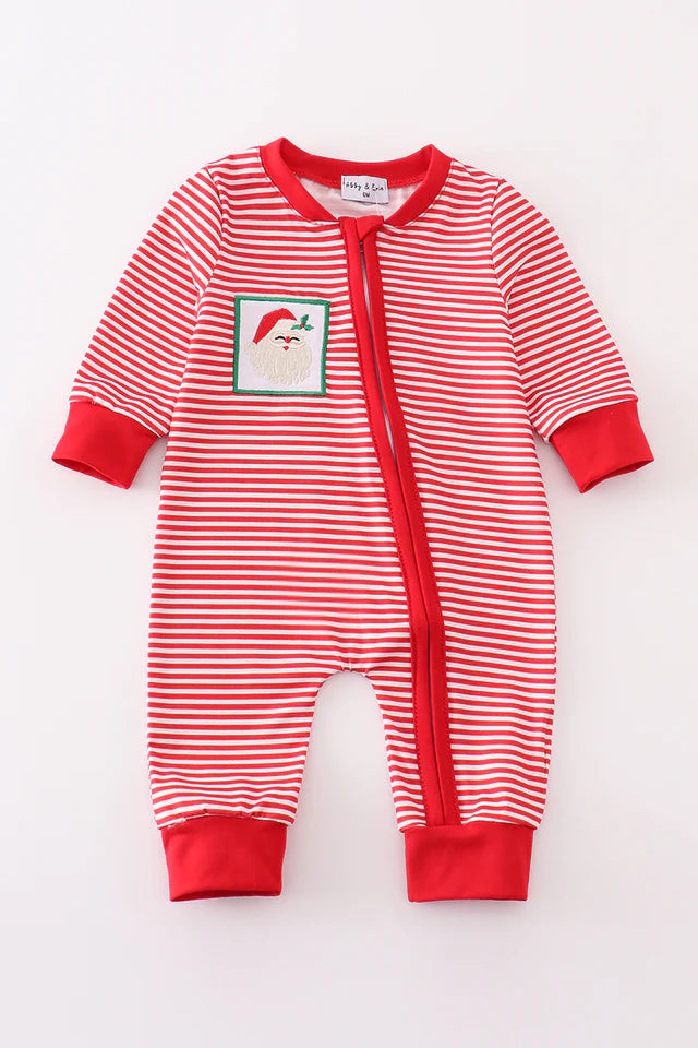 Abby&Evie Red Striped Christmas Santa Romper MC405375 (STHE)