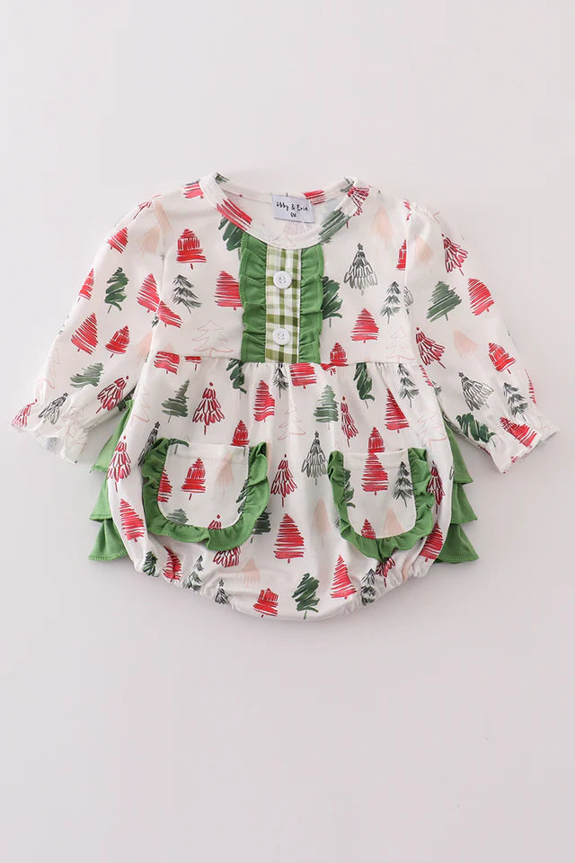 Abby&Evie Green Christmas Tree Ruffle Bubble MC405389 (STHE)