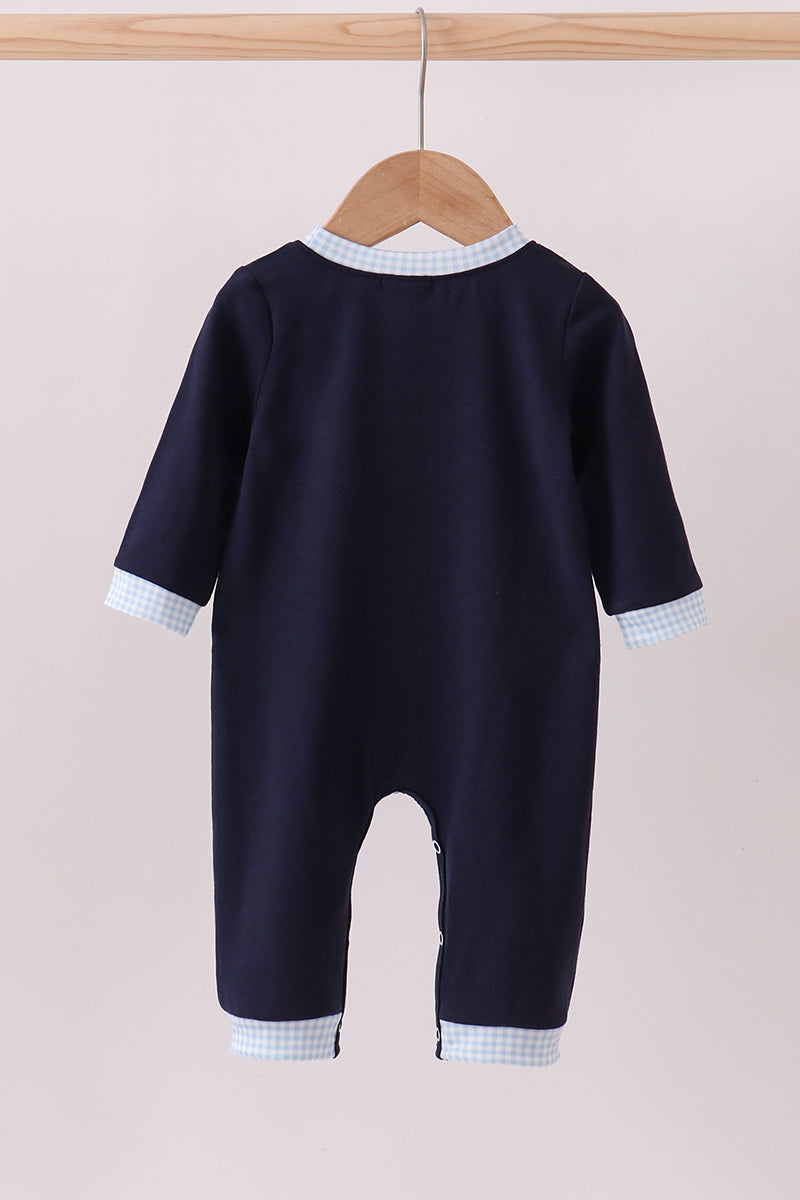 Abby & Evie Navy Blue Santa Romper MC506025