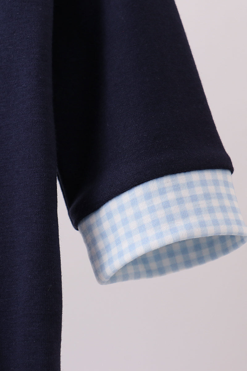 Abby & Evie Navy Blue Santa Romper MC506025