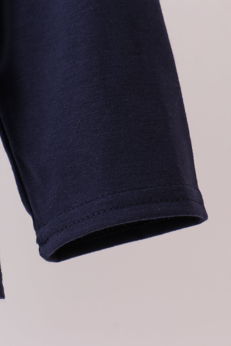 Abby & Evie Navy Santa Claus Embroidery Top