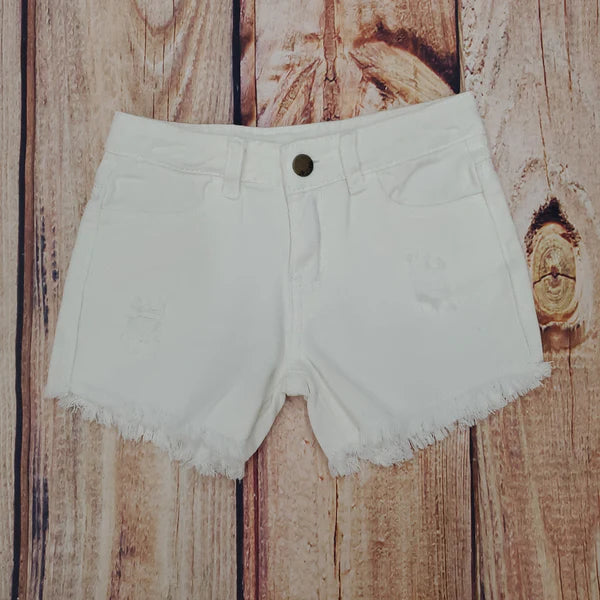 ML Kids SH0038 White Denim Distressed Shorts