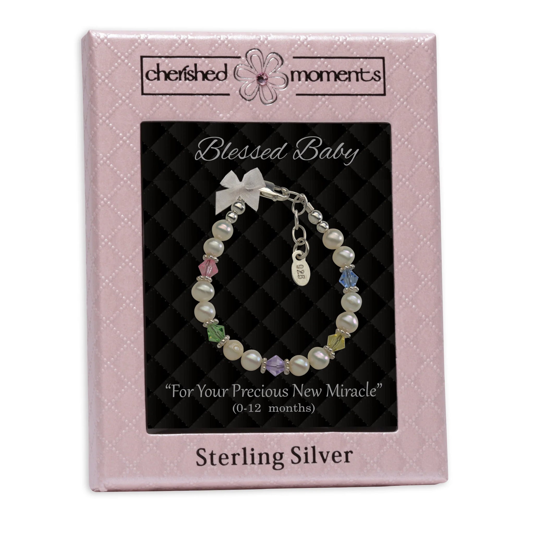 Cherished Moments Blessed Baby Sterling Silver Multi-Color Baby Bracelet (HE)
