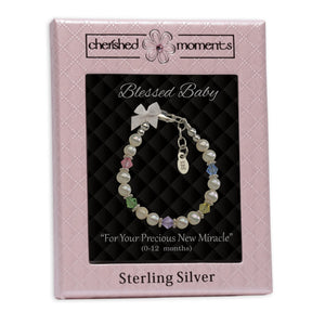 Cherished Moments Blessed Baby Sterling Silver Multi-Color Baby Bracelet (HE)