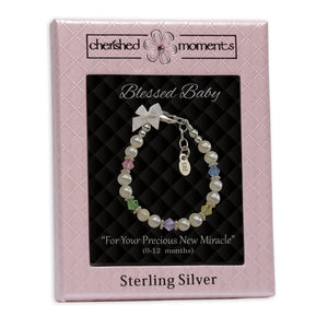 Cherished Moments Blessed Baby Sterling Silver Multi-Color Baby Bracelet for Infant Girl Gift