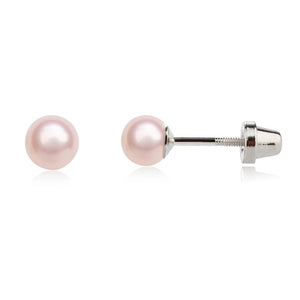 Cherished Moments Sterling Silver Child's Pink Freshwater Pearl Screw Back Earrings (HE)
