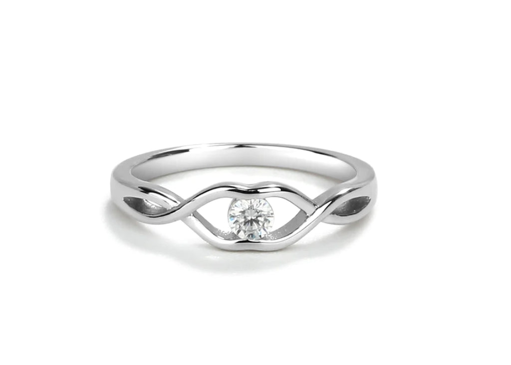 Cherished Moments Sterling Silver Baby Ring with Twisted Band and Clear CZ (HE)