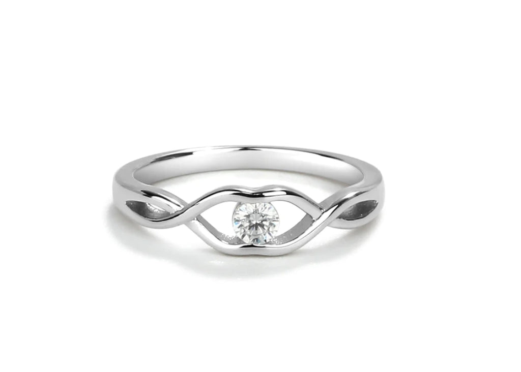 Cherished Moments Sterling silver Baby Ring with Twisted band and clear CZ