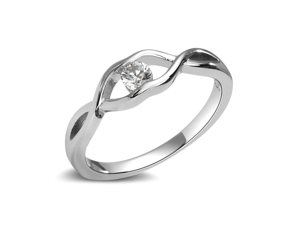 Cherished Moments Sterling silver Baby Ring with Twisted band and clear CZ