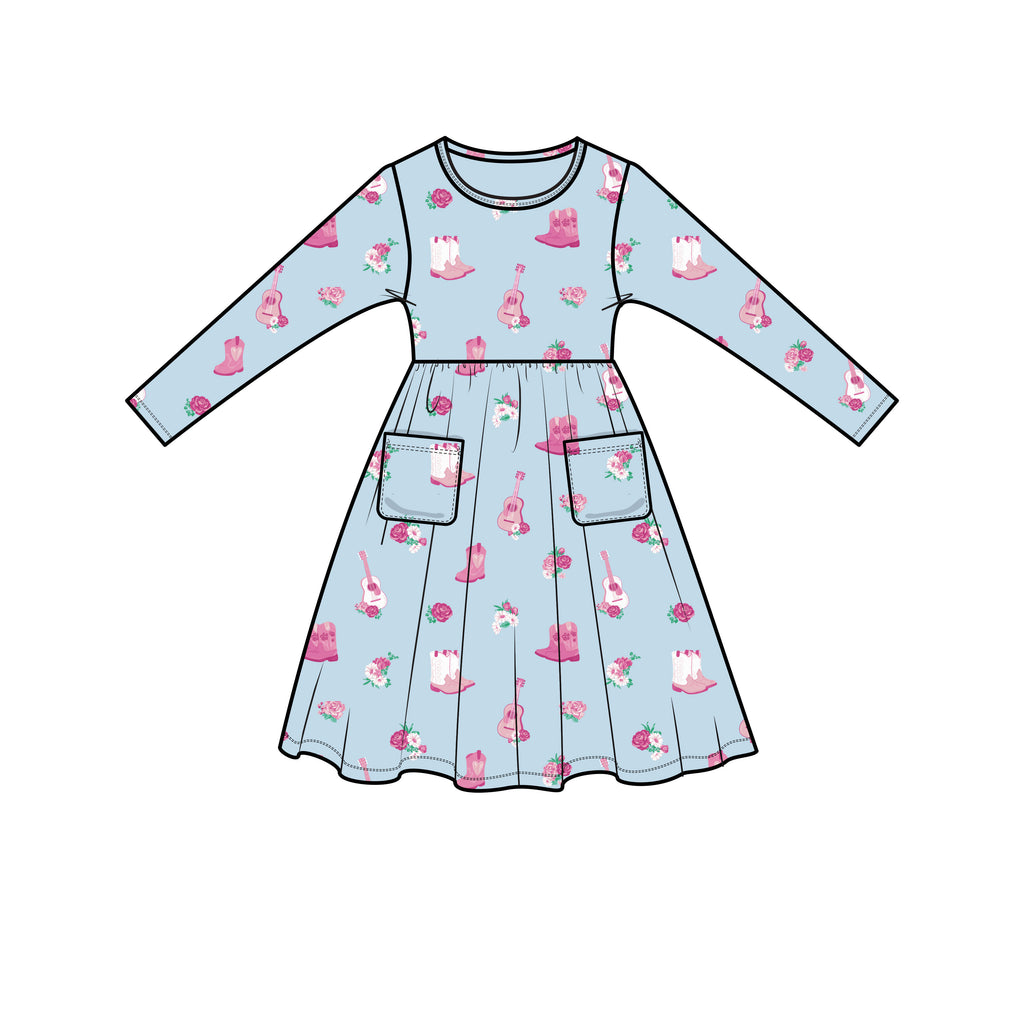 Angel Dear 535F3FCO1 Fancy Cowgirl Twirly Longsleeve  Bamboo Dress