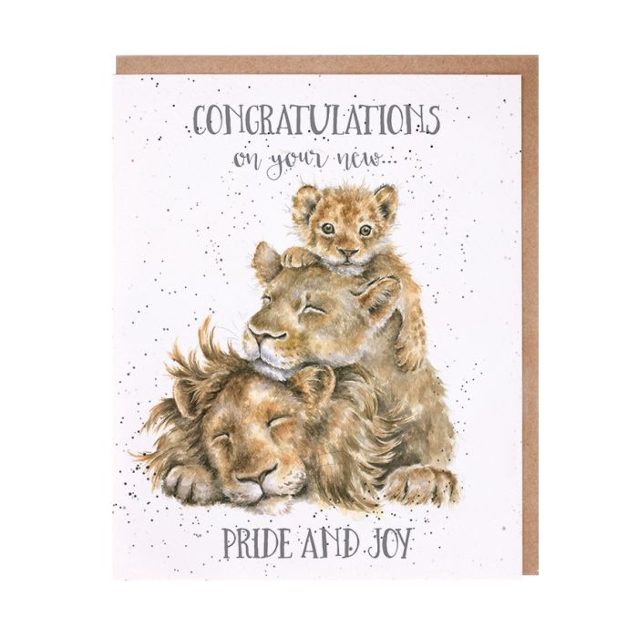 Wrendale Design 'PRIDE AND JOY' LION NEW BABY CARD (HE)