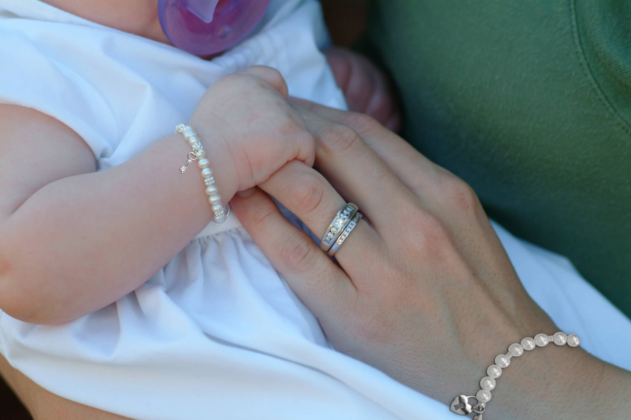 Mom and Me 2-Piece Bracelet Set Key To Heart Baby Bracelet: SM (0-12 months)