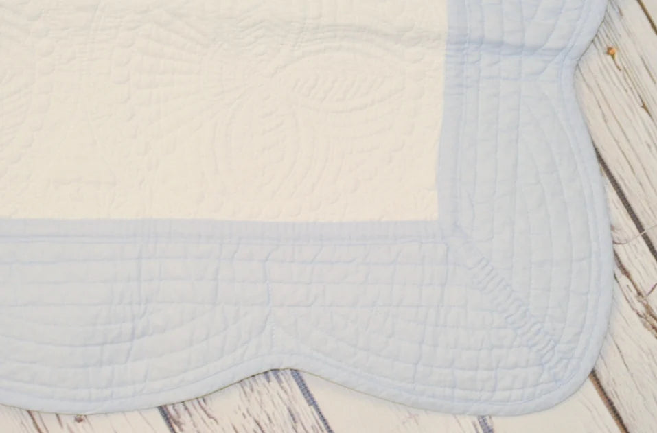 Zsa Zsa and Lolli Monogram Quilt White and Blue