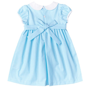 Les Petits Soleils Blue Smocked Peter Puff Sleeve Dress