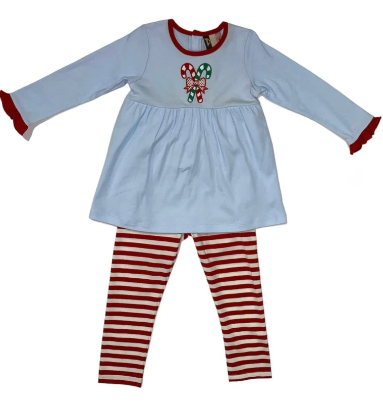 Banana Split Candy Cane Applique Legging Set (STHE)