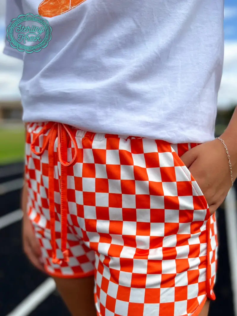 STERLING KREEK GAME DAY ORANGE CHECK SHORT