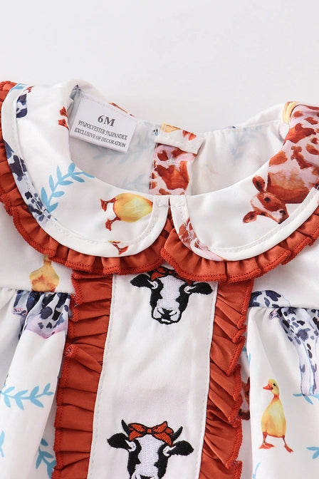 Honeydew OFG65143059 Cow Print Ruffle Baby Dress Set