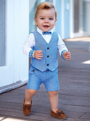 Mayoral 1238 Lavender Blue Formal Linen Bermuda Shorts (STHE)