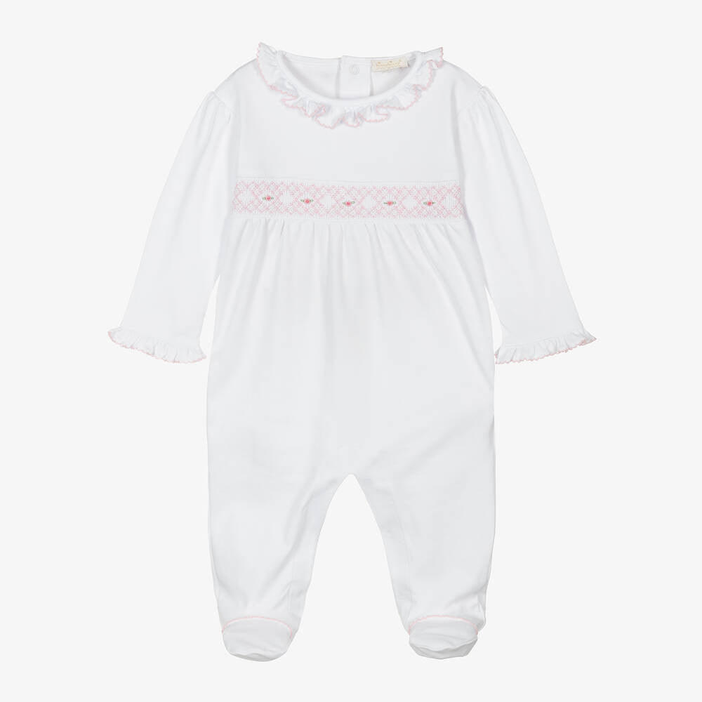 Kissy Kissy KGQ10103N Girls White Pima Cotton Summer Babygrow  (HE)