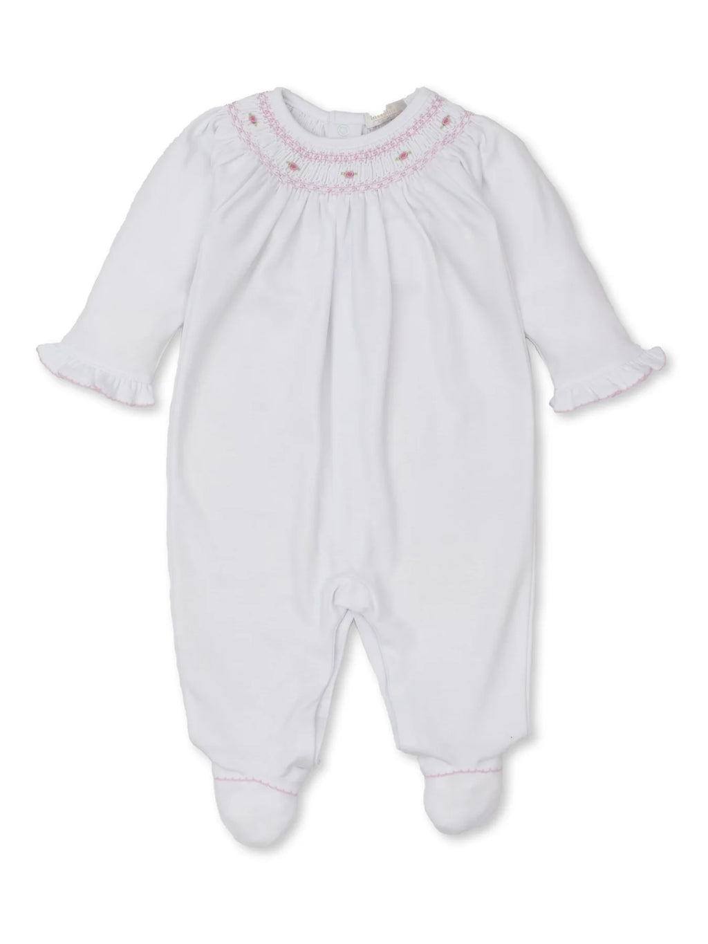 Kissy Kissy Girls White Pima Cotton Fall Bishop Footie KGQ09493N