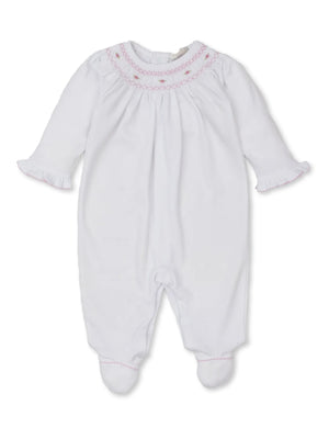 Girls White Pima Cotton Fall Bishop Footie