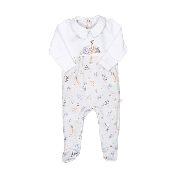 Wrendale Design 'LITTLE SAVANNAH' AFRICAN ANIMAL PRINTED SLEEPSUIT (HE)