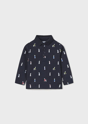 Mayoral 2169 Navy Jersey Polo Shirt Dog Print (STHE)