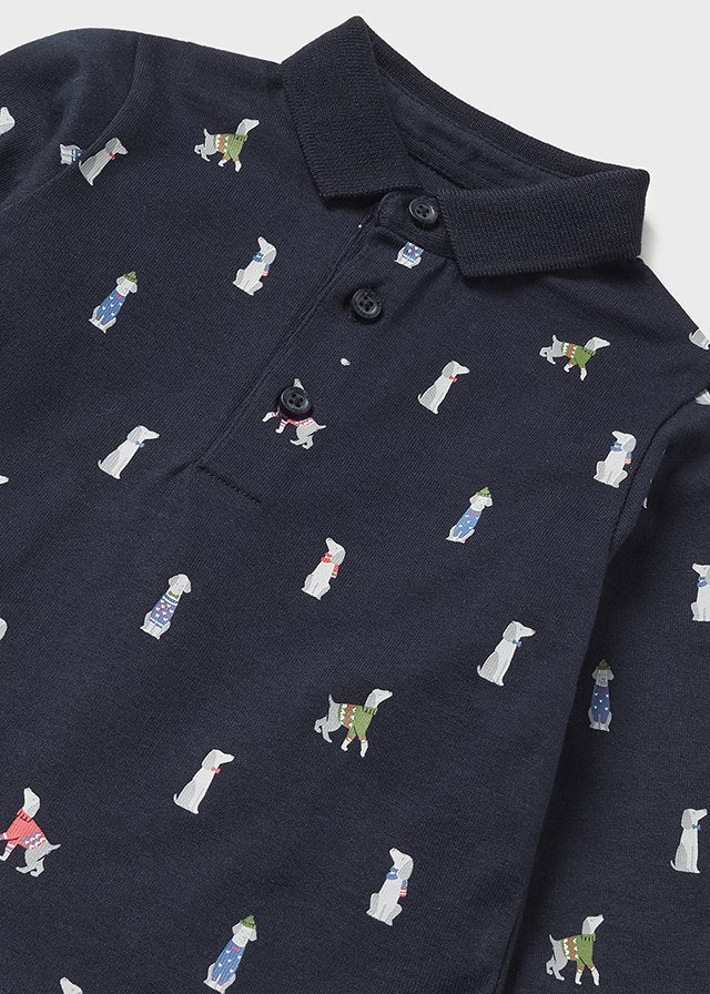 Mayoral 2169 Navy Jersey Polo Shirt Dog Print (STHE)
