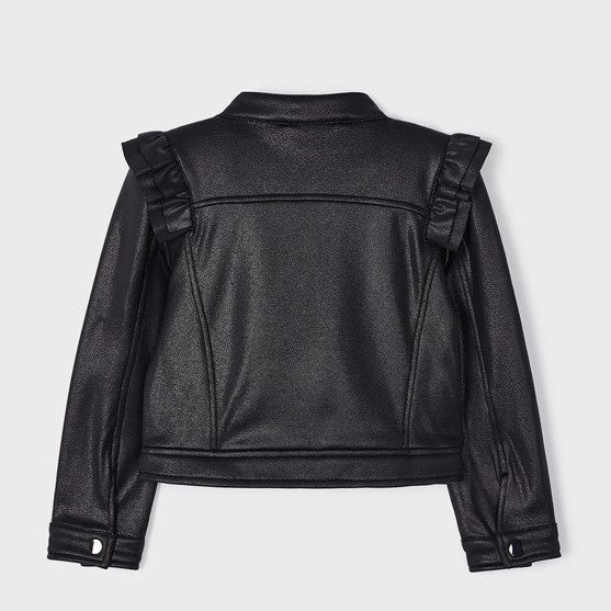 Mayoral 4405 Girls Faux Leather Sparkle Jacket - Black(STHE)