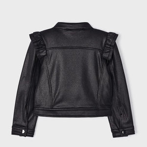 Mayoral 4405 Girls Faux Leather Sparkle Jacket - Black(STHE)