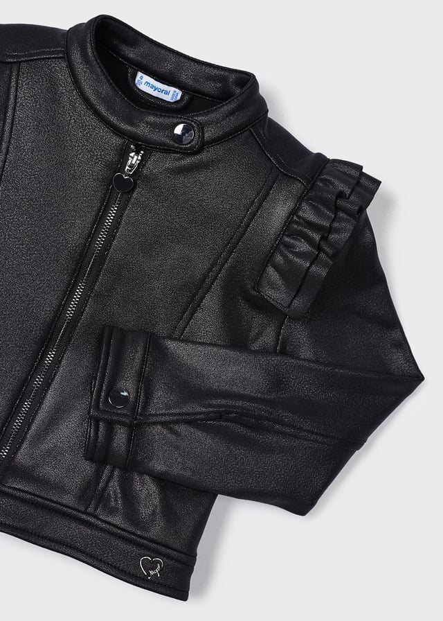 Mayoral 4405 Girls Faux Leather Sparkle Jacket - Black(STHE)