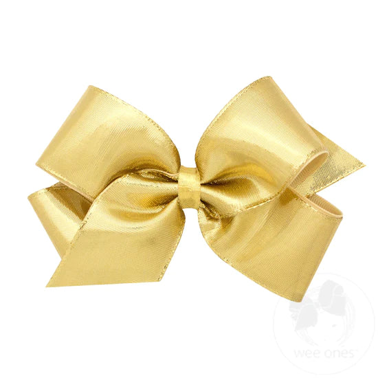 Wee Ones 8554 Medium Metallic Overlay Girls Hair Bow