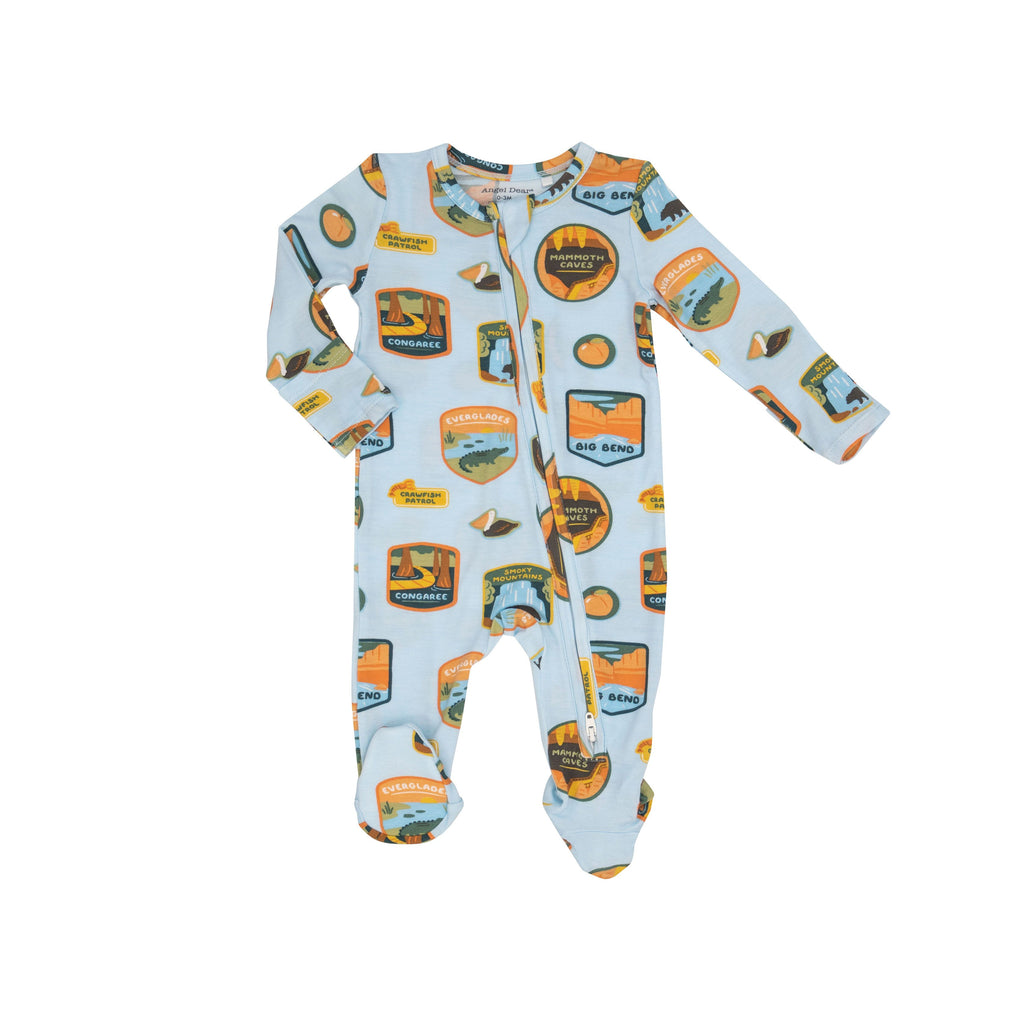 Angel Dear 651F3NPS National Parks Southeast Patches Bamboo 2 Way Zipper Footie (HE)0/3mNB