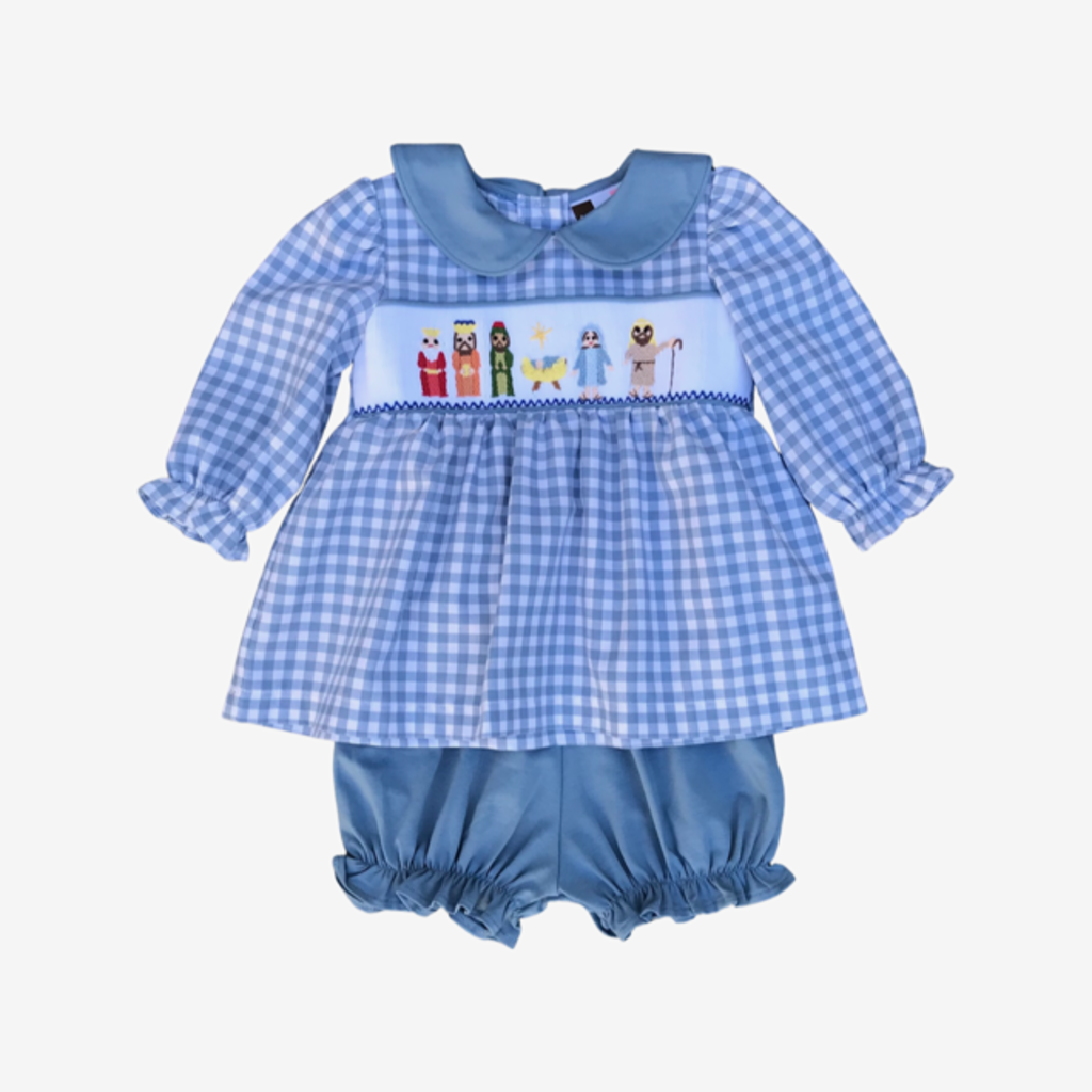 white christmas dresses Three Sisters Nativity Boys Bubble Romper main image 1
