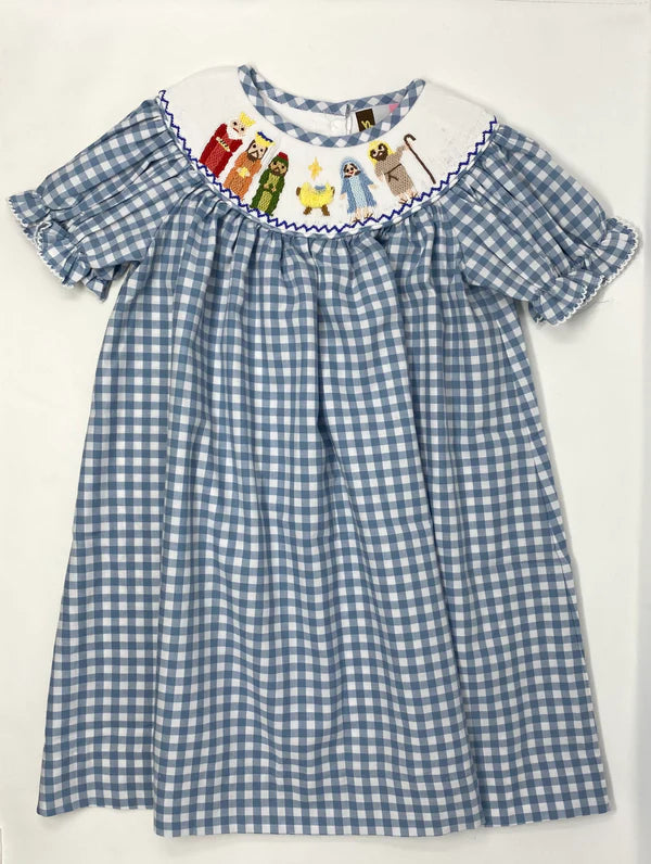 Banana Split Nativity Smocked Bishop Dress (STHE)