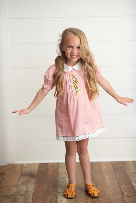 Wren & James Pink Embroidered Lace Collar Spring Easter Dress (STHE)