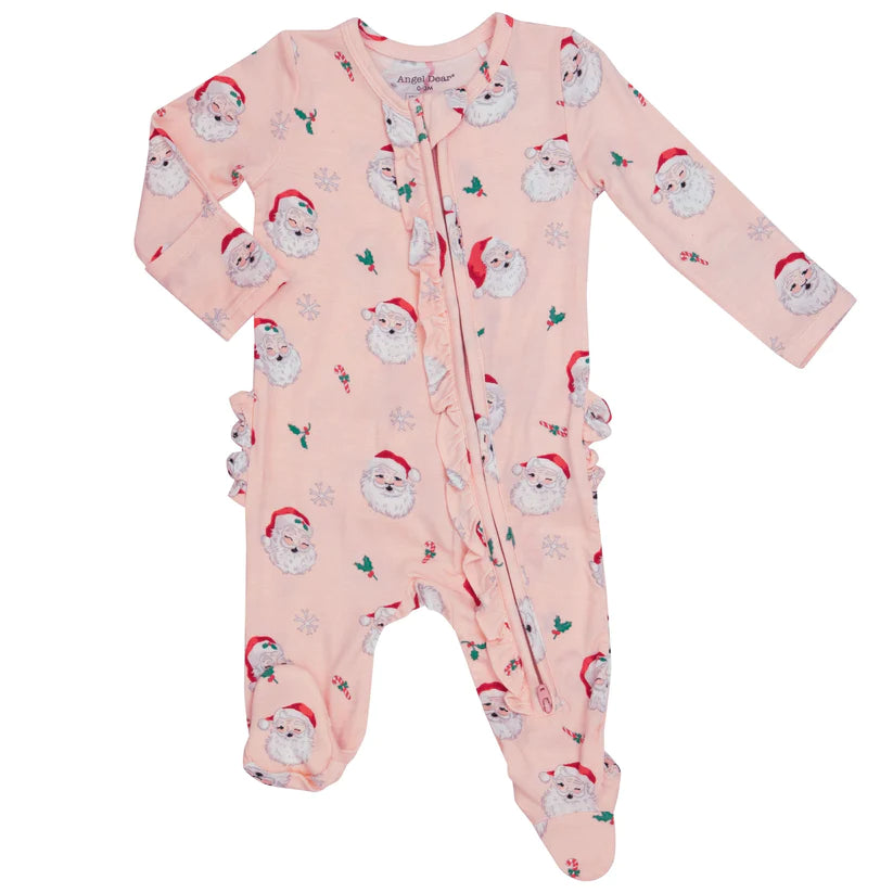 Angel Dear 2-Way Zip Ruffle Footie, Vintage Santa Pink(STHE)