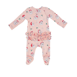 Angel Dear 2-Way Zip Ruffle Footie, Vintage Santa Pink(STHE)