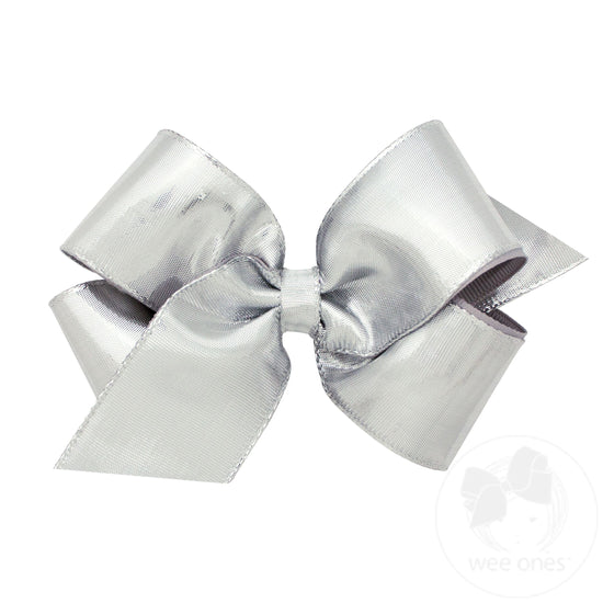 Wee Ones 8554 Medium Metallic Overlay Girls Hair Bow