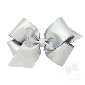 Wee Ones 8554 Medium Metallic Overlay Girls Hair Bow