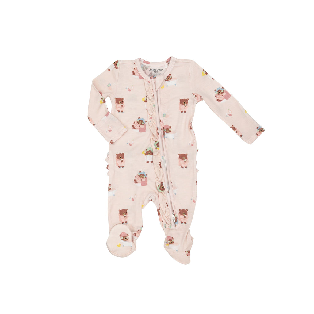 Angel Dear 128F3SPA Spa Day 2 Way Ruffle Zipper Bamboo Footie (HE)