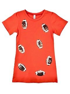 ML Kids Orange Football Sequin Dress GD002
