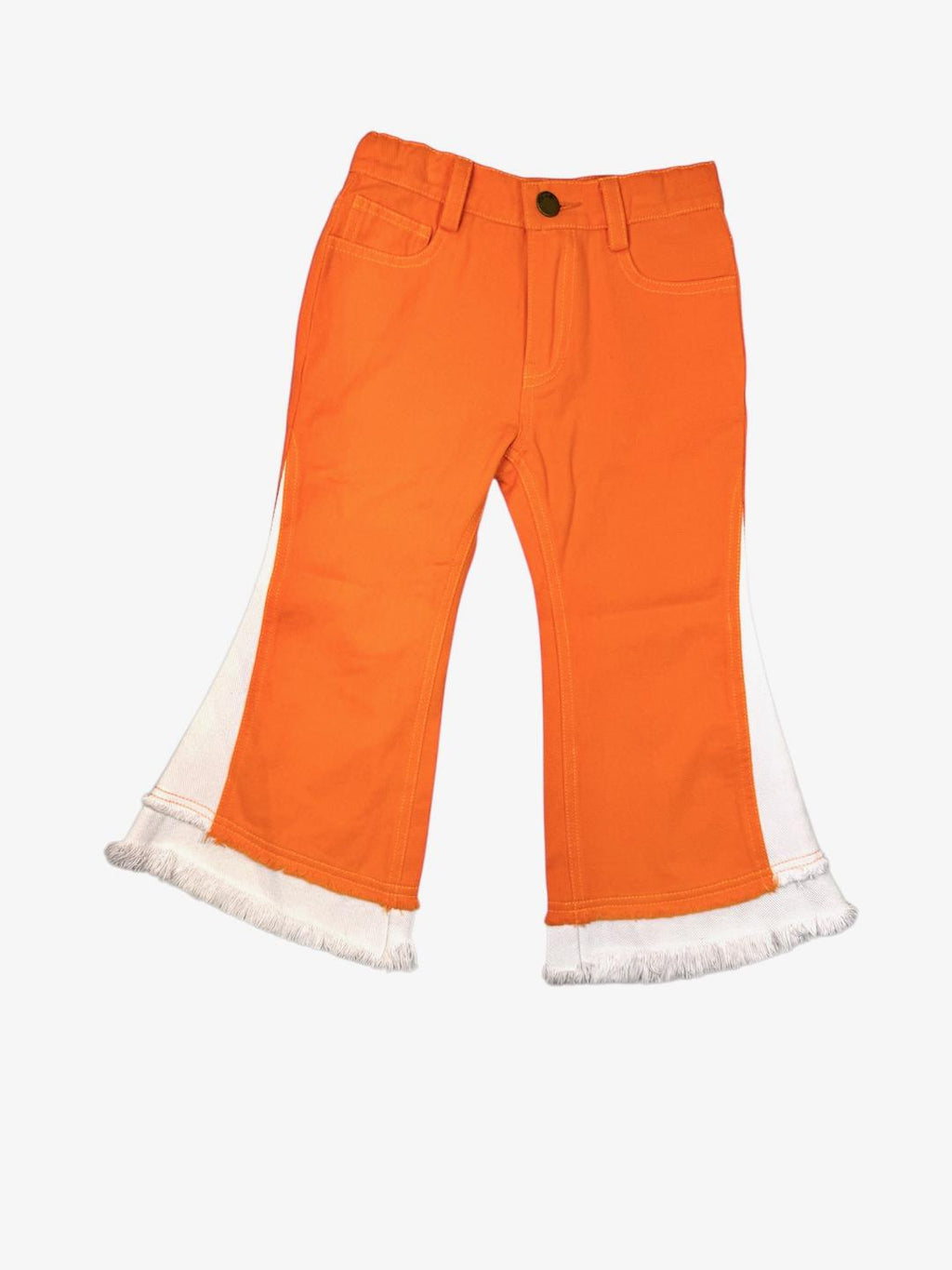 ML KIDS ORANGE AND WHITE COLOR BLOCK JEANS GP001