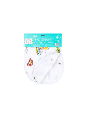 Little Hometown Tennessee Baby Floral 2-in-1 Burp Cloth and Bib