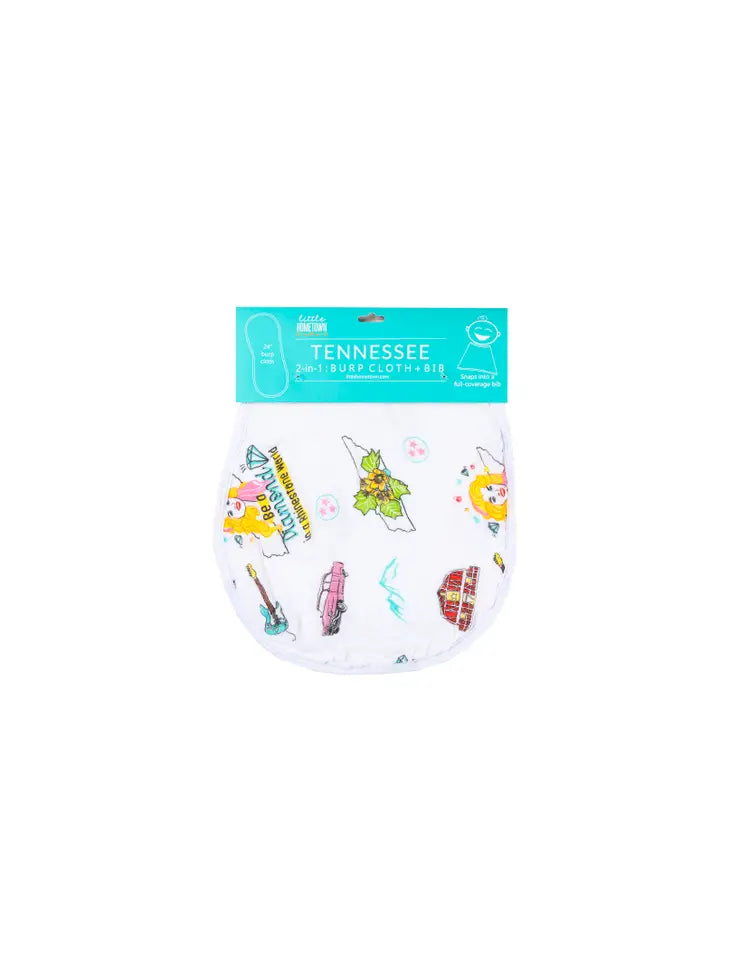 Little Hometown Tennessee Baby Floral 2-in-1 Burp Cloth and Bib