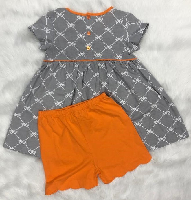 Ishtex Tennessee Smokey Grey with White Bows Girl Set with Pockets