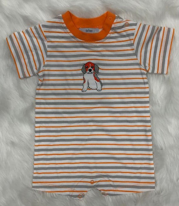 Ishtex Tennessee Smokey Grey and Orange Striped Romper (HE)