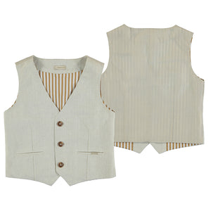 Mayoral 3338-052 Oat Linen Vest Coordinates with Mayoral 3247 Shorts (HE)